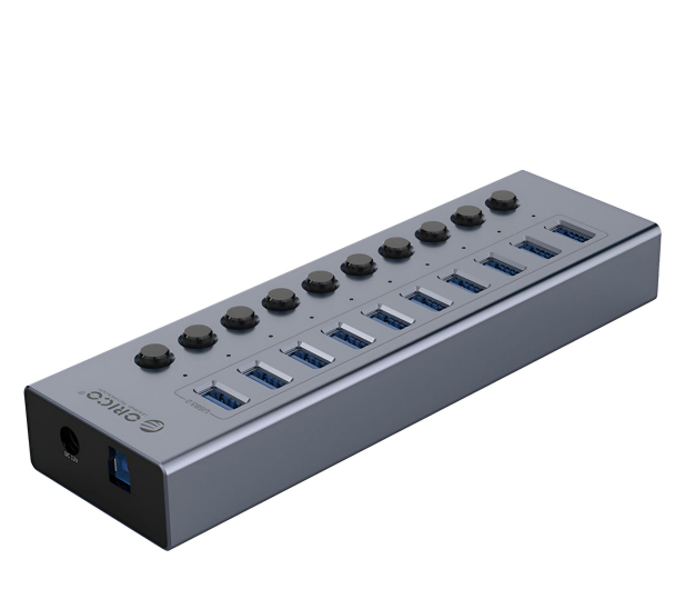 Orico 10x USB-A 3.0 z włącznikami - szary - 1343438 - zdjęcie
